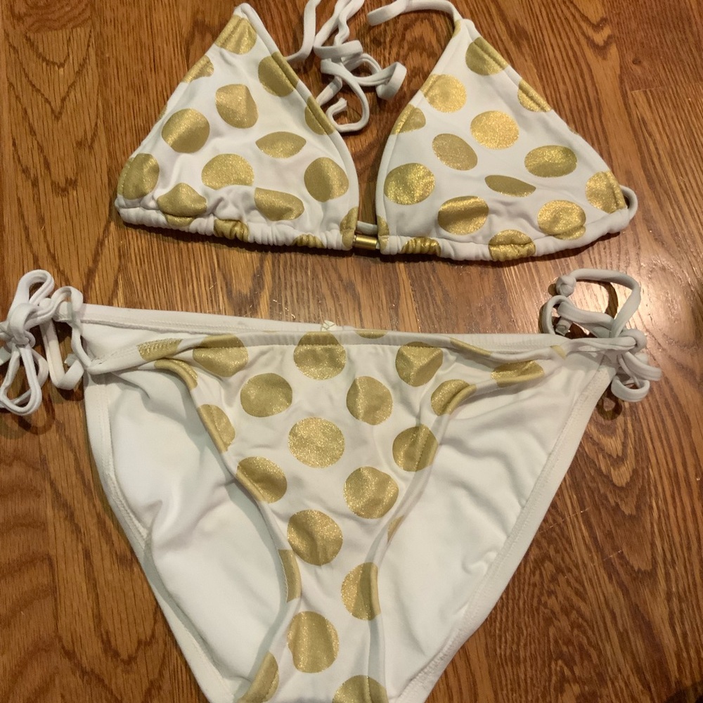 Mossimo Bikini Poka Dot Gold Metalic Size Medium